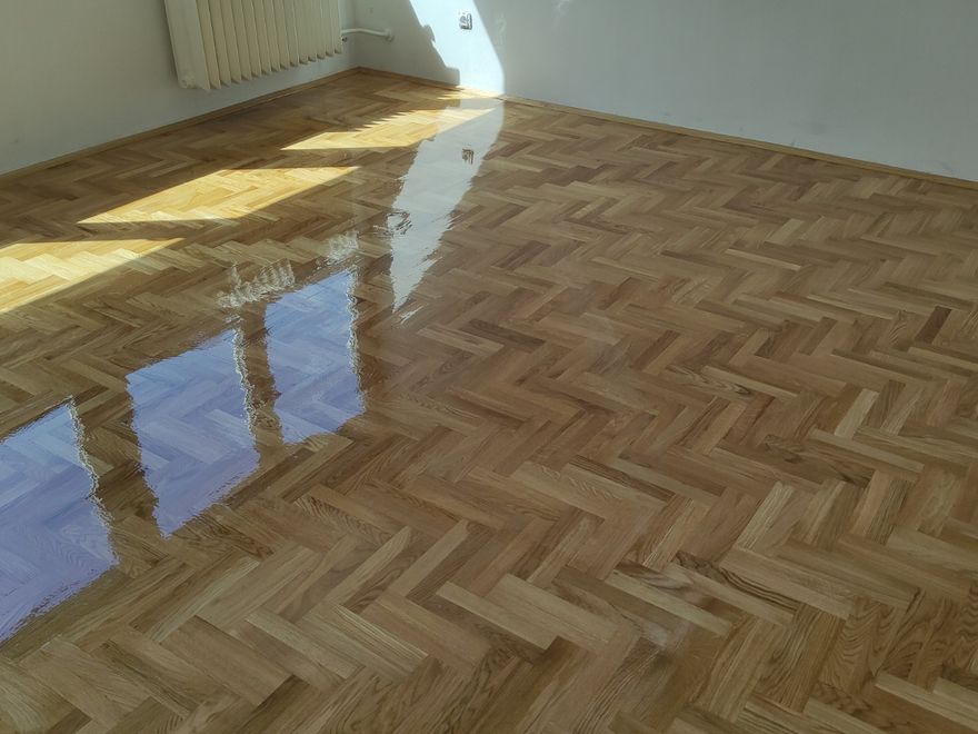 Riblja kost u visokom sjaju, dnevna soba